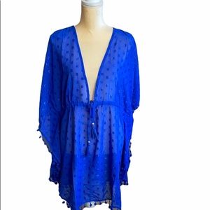 Women’s SWim Beach Cover up Blue Swiss Dot